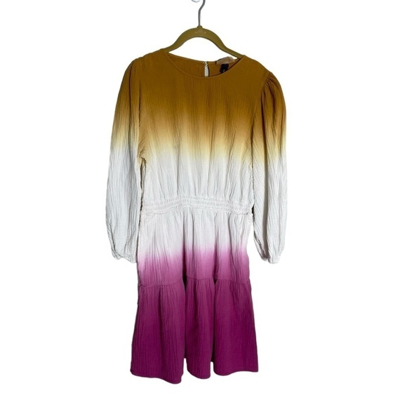 Universal Thread Ombre Gold Pink Peasant Dress Pockets Medium - Picture 1 of 5